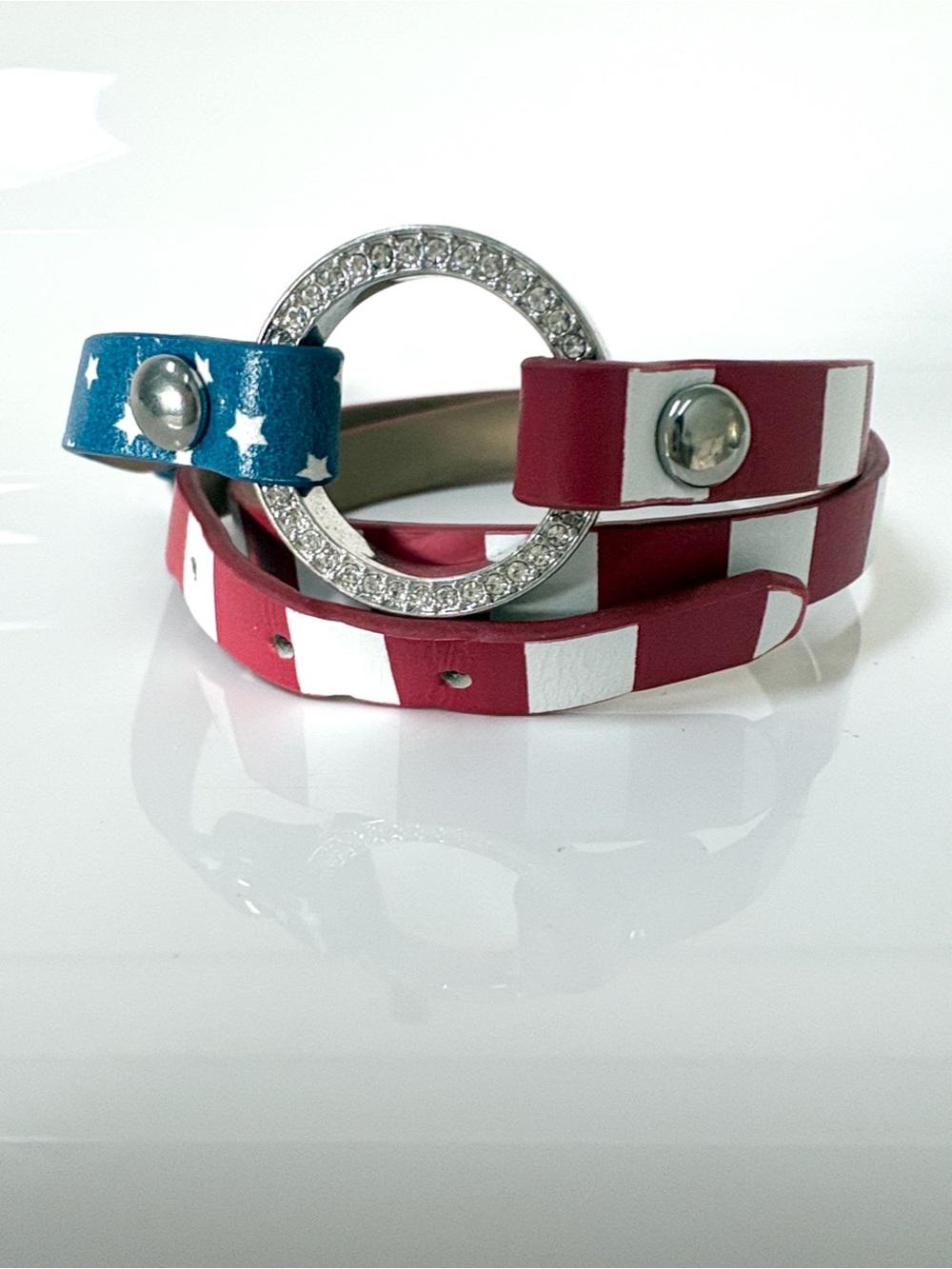Origami Owl Patriotic American Flag Mix Match Wrap Bracelet Set Crystal Boxed OS